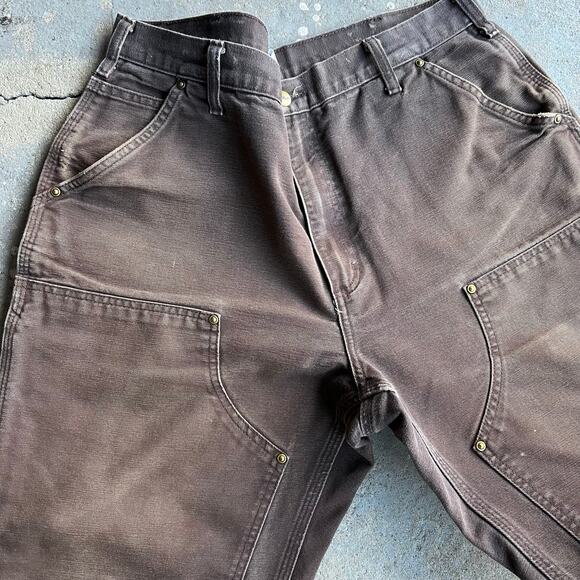 Vintage carhartt faded brown double knee work wear carpenter pants - Picture 3 of 8